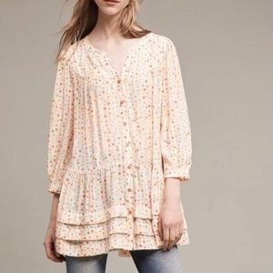 Anthropologie Maeve tiered ruffle Paccia tunic long line pastel geometric print